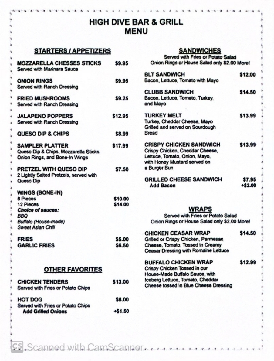 menu